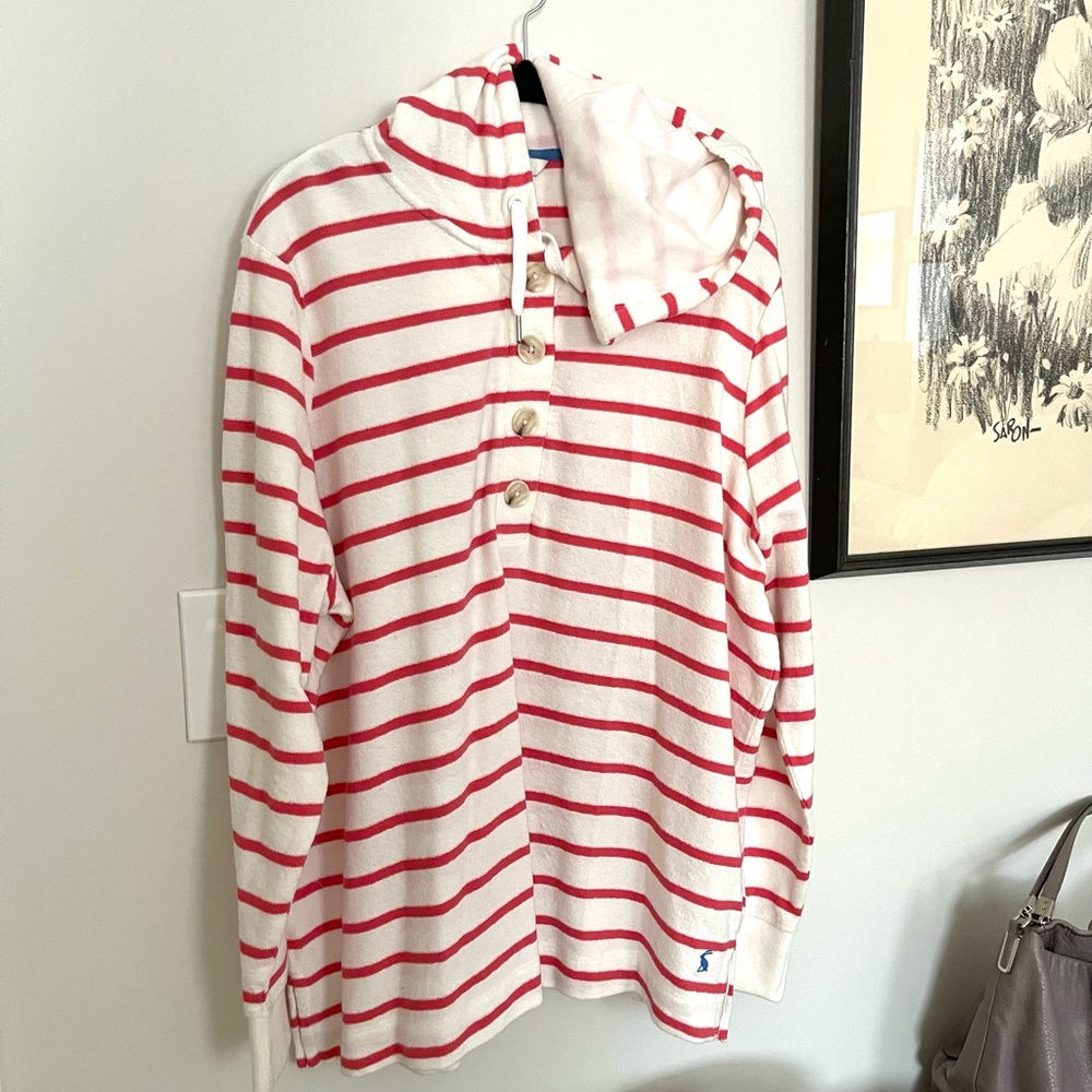 Joules cream and red hoodie sweatshirt